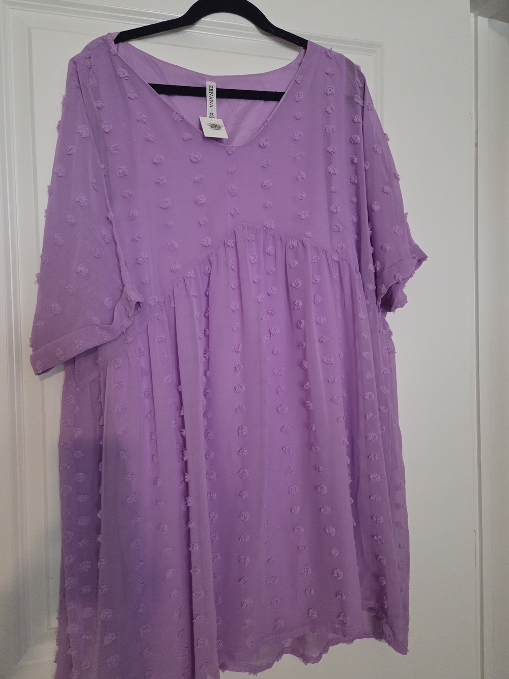 New Zenana Outfitters Lavender Pom-Puff Casual Dress